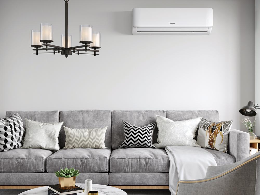 Durastar Mini-split in living room is a discrete, yet powerful heating and cooling system